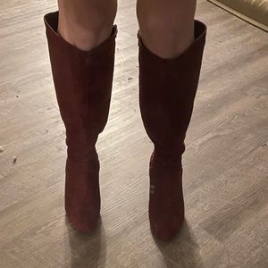 Red/Burgundy Suede Boots